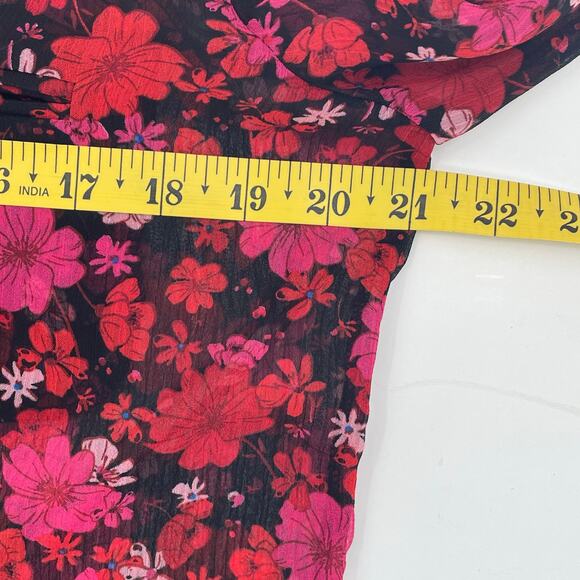 Kut From The Kloth Women's Sheer Floral Blouse, Sz. L Fairy Whimsygoth - Picture 8 of 9